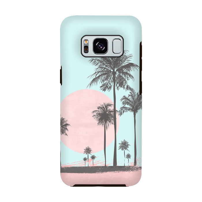 Galaxy S8 StrongFit Beachfront Palm Tree Sunset by Andrea Haase