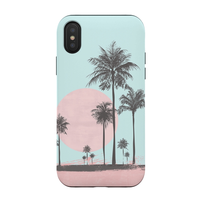 iPhone Xs / X StrongFit Beachfront Palm Tree Sunset by Andrea Haase