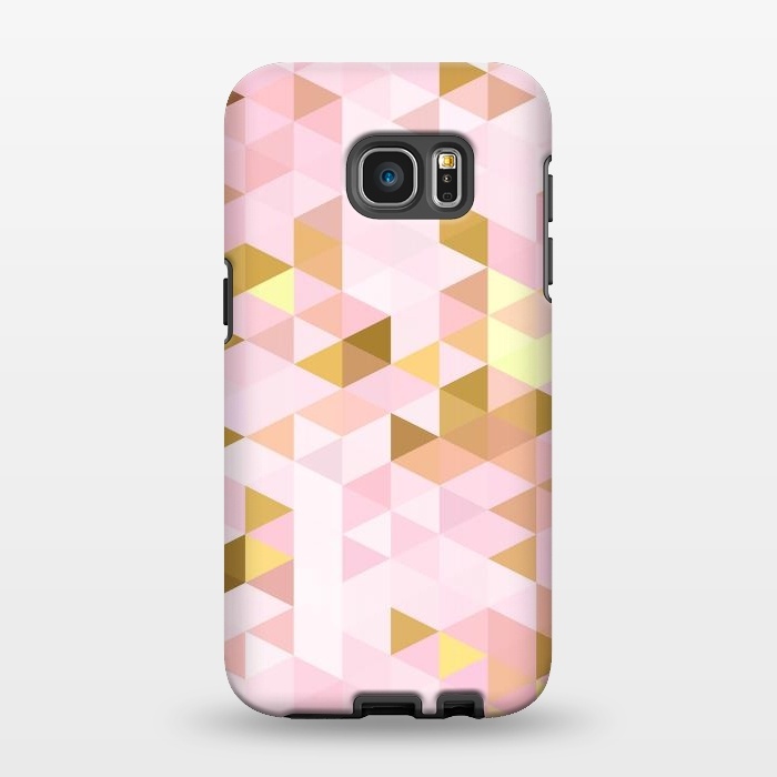 Galaxy S7 EDGE StrongFit Pink and Rose Gold Marble Triangle Pattern by  Utart