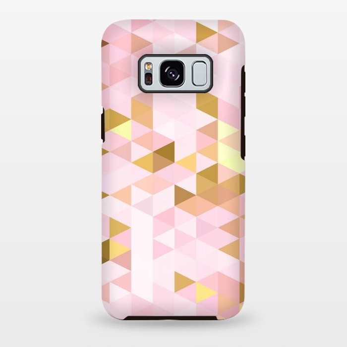 Galaxy S8 plus StrongFit Pink and Rose Gold Marble Triangle Pattern by  Utart