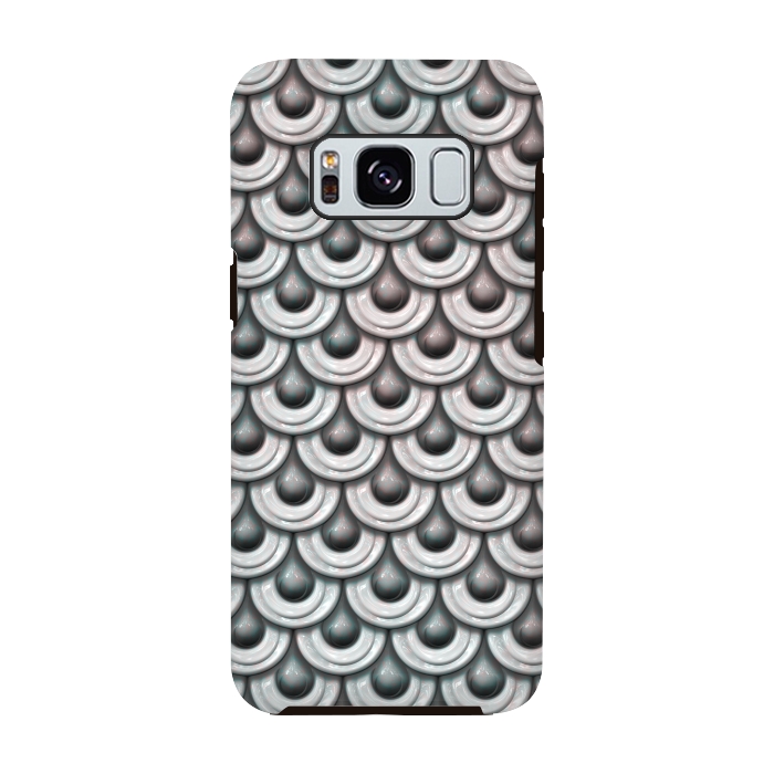 Galaxy S8 StrongFit Shiny Teal And Pink Metal Scales by Andrea Haase