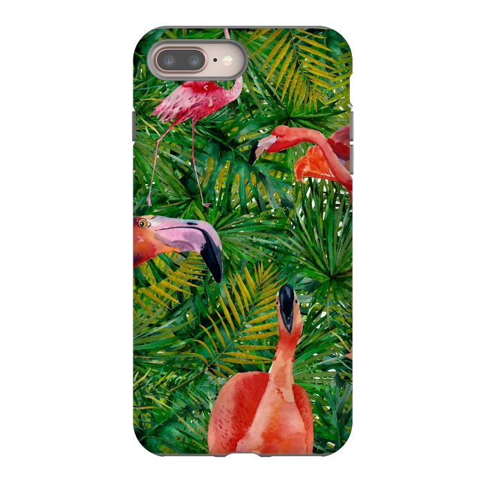 iPhone 7 plus StrongFit Flamingo Jungle Party by  Utart