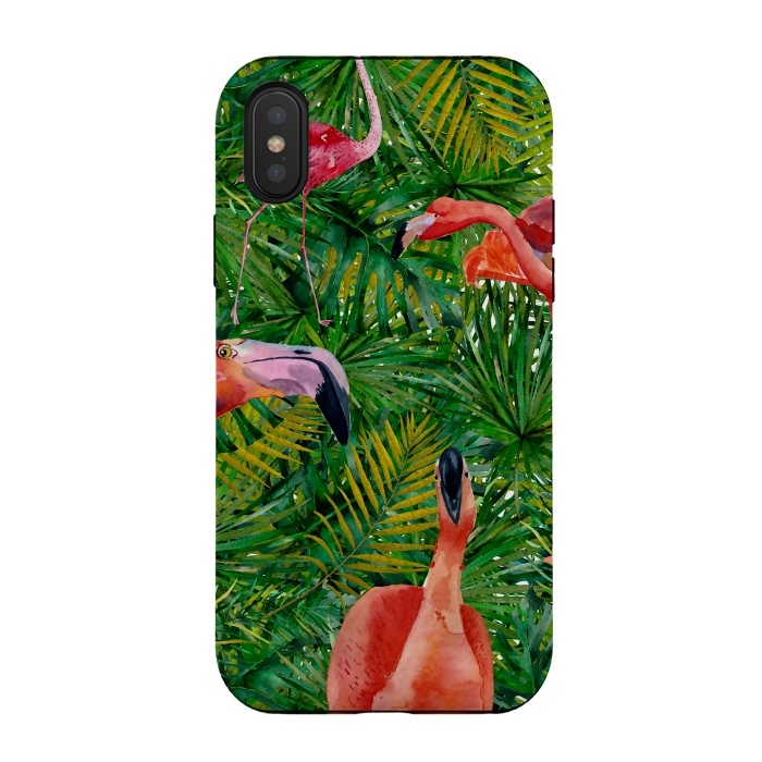 iPhone Xs / X StrongFit Flamingo Jungle Party by  Utart