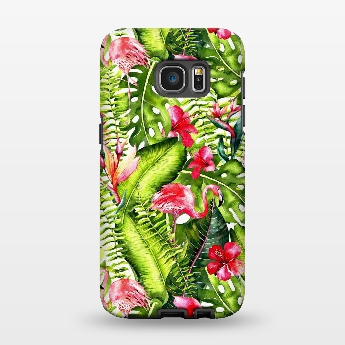 Galaxy S7 EDGE StrongFit Flower Jungle and Flamingo  by  Utart