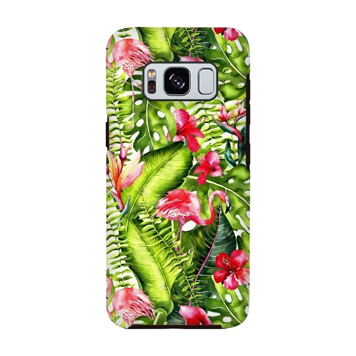 Galaxy S8 StrongFit Flower Jungle and Flamingo  by  Utart