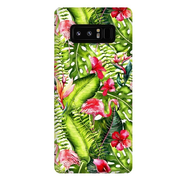 Galaxy Note 8 StrongFit Flower Jungle and Flamingo  by  Utart
