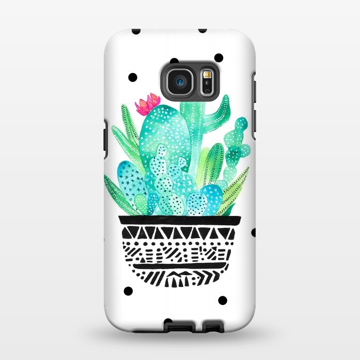 Galaxy S7 EDGE StrongFit Pot Me A Cacti! Dots by Amaya Brydon