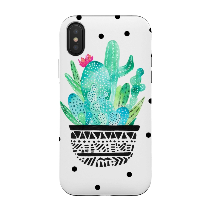 iPhone Xs / X StrongFit Pot Me A Cacti! Dots by Amaya Brydon
