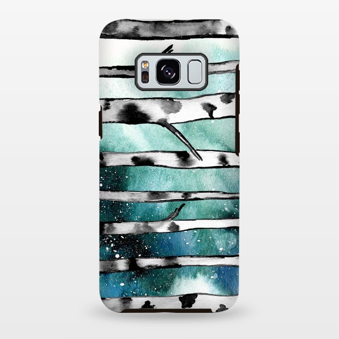 Galaxy S8 plus StrongFit Abstract Birch Teal  by Amaya Brydon