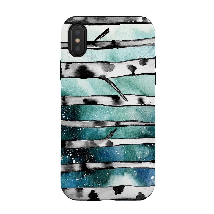 iPhone Xs / X StrongFit Abstract Birch Teal  by Amaya Brydon