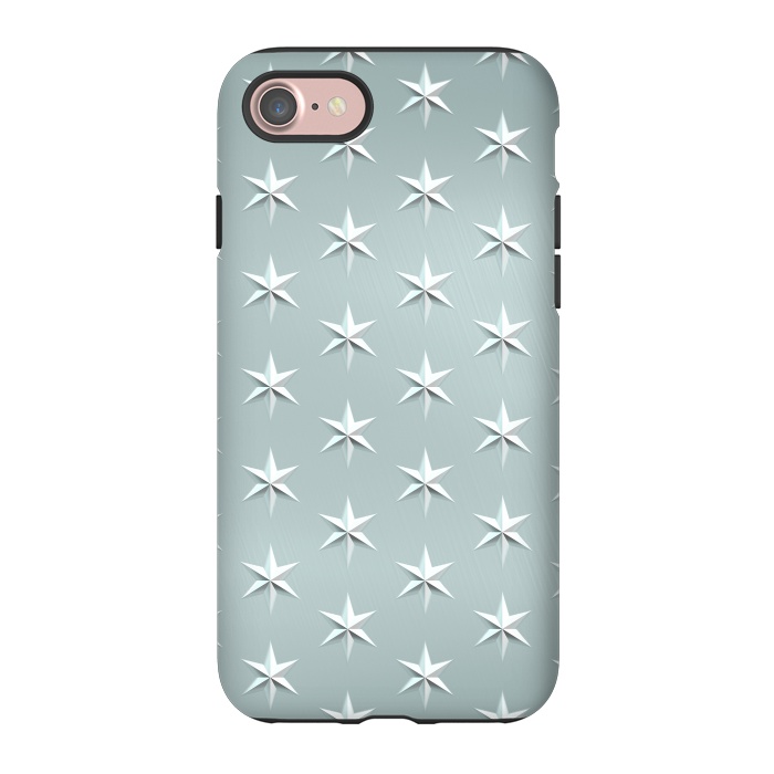 iPhone 7 StrongFit Silver Stars On Teal Metal by Andrea Haase