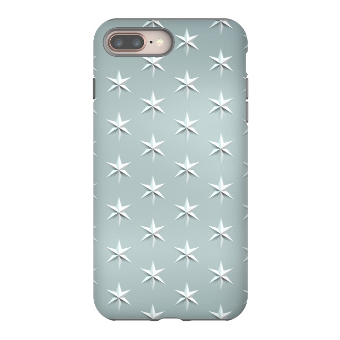 iPhone 7 plus StrongFit Silver Stars On Teal Metal by Andrea Haase