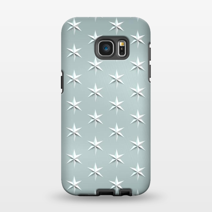 Galaxy S7 EDGE StrongFit Silver Stars On Teal Metal by Andrea Haase