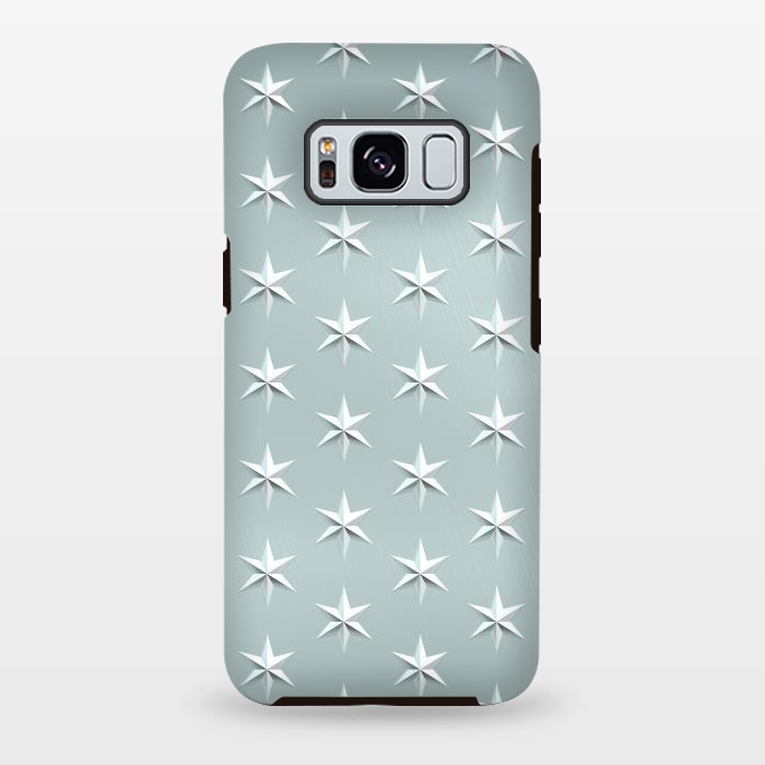 Galaxy S8 plus StrongFit Silver Stars On Teal Metal by Andrea Haase