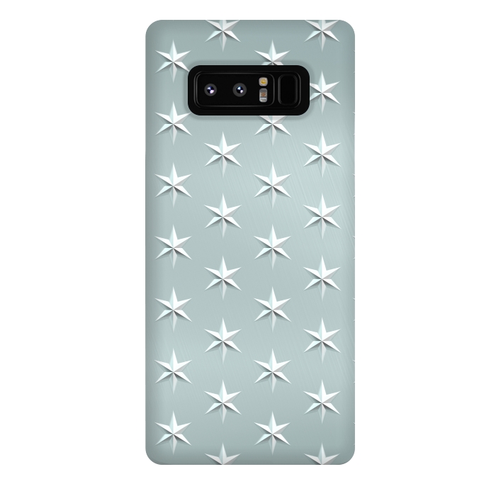 Galaxy Note 8 StrongFit Silver Stars On Teal Metal by Andrea Haase