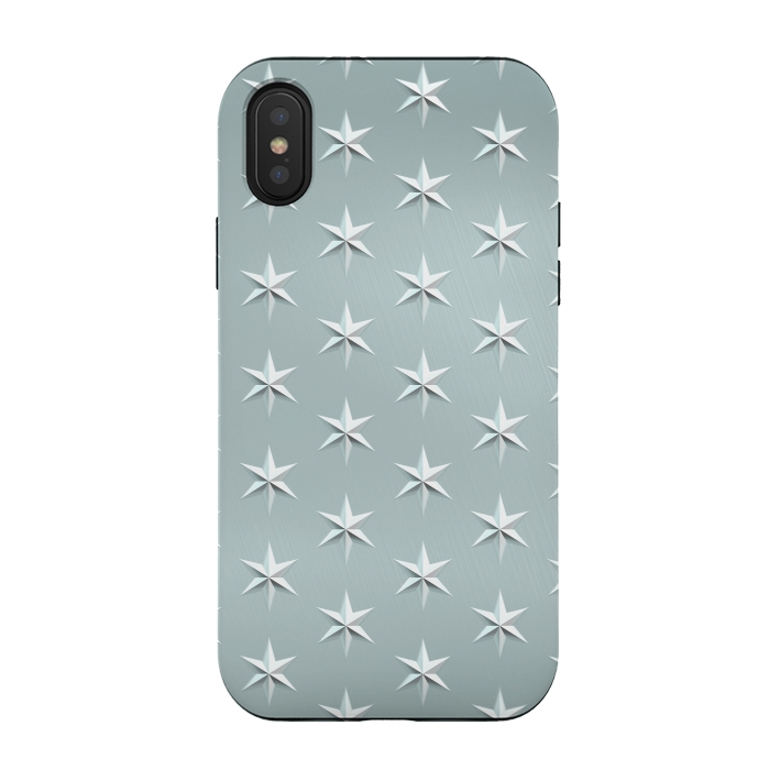iPhone Xs / X StrongFit Silver Stars On Teal Metal by Andrea Haase