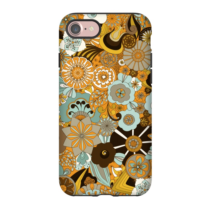 iPhone 7 StrongFit Flowers, Flowers Everywhere Mustard and Blue by Paula Ohreen