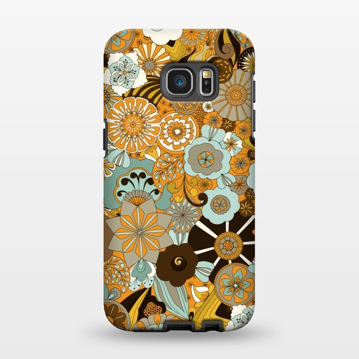 Galaxy S7 EDGE StrongFit Flowers, Flowers Everywhere Mustard and Blue by Paula Ohreen