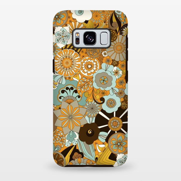 Galaxy S8 plus StrongFit Flowers, Flowers Everywhere Mustard and Blue by Paula Ohreen