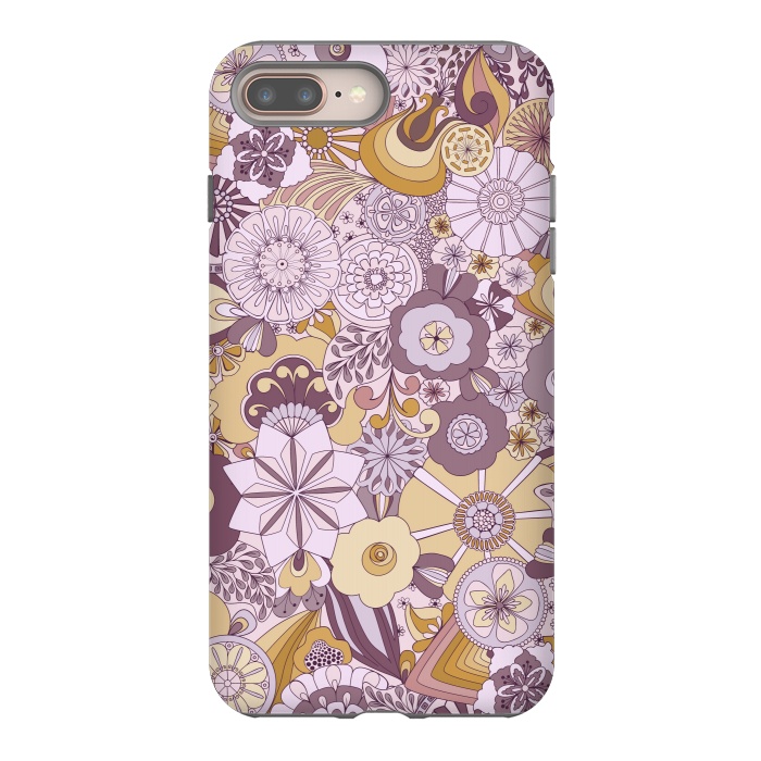 iPhone 7 plus StrongFit Flowers, Flowers Everywhere Purple and Mustard by Paula Ohreen