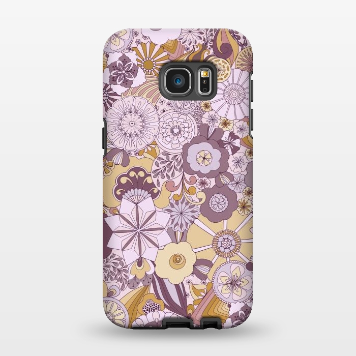 Galaxy S7 EDGE StrongFit Flowers, Flowers Everywhere Purple and Mustard by Paula Ohreen