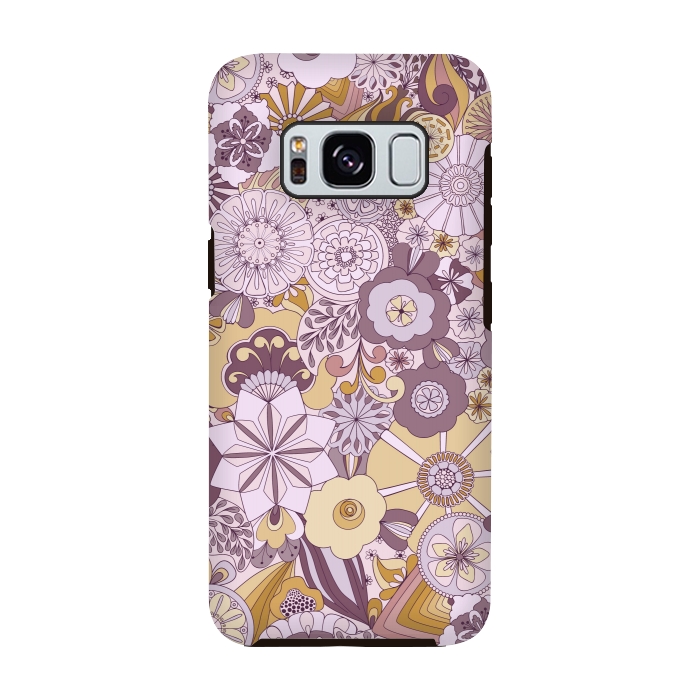 Galaxy S8 StrongFit Flowers, Flowers Everywhere Purple and Mustard by Paula Ohreen