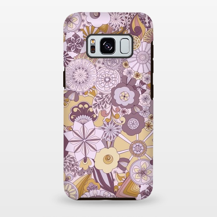 Galaxy S8 plus StrongFit Flowers, Flowers Everywhere Purple and Mustard by Paula Ohreen