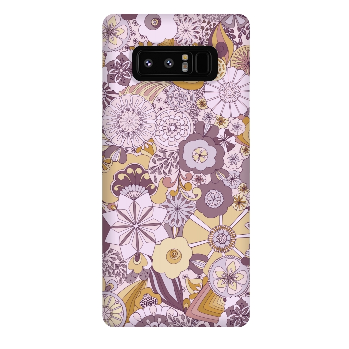 Galaxy Note 8 StrongFit Flowers, Flowers Everywhere Purple and Mustard by Paula Ohreen