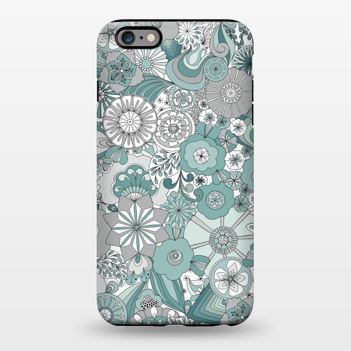 iPhone 6/6s plus StrongFit Flowers, Flowers Everywhere Teal and Gray by Paula Ohreen