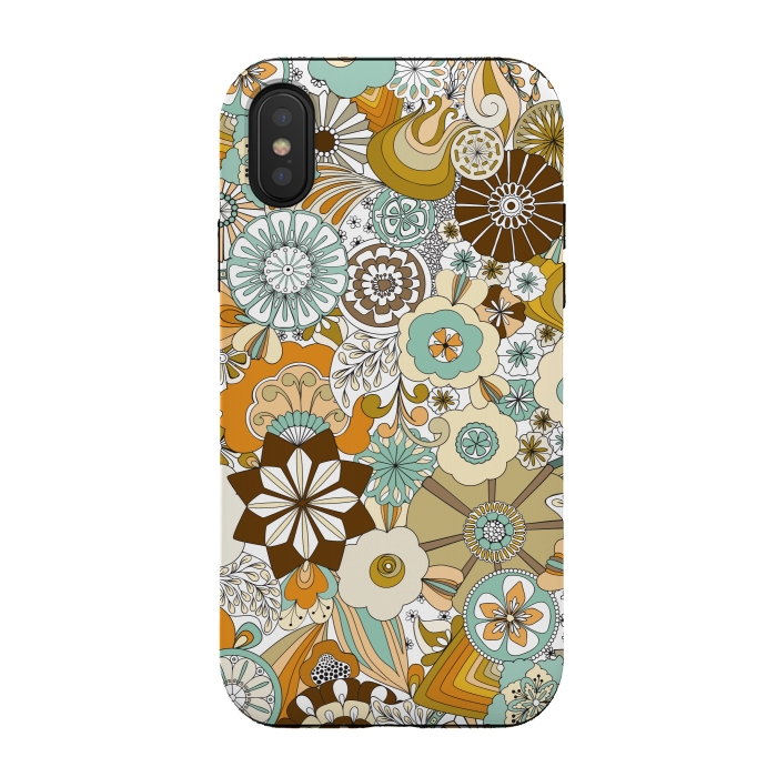 iPhone Xs / X StrongFit Flowers, Flowers Everywhere Retro Colors by Paula Ohreen