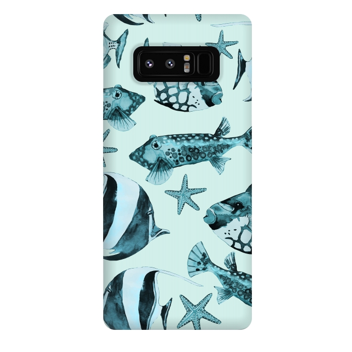 Galaxy Note 8 StrongFit Watercolor Fish by Andrea Haase