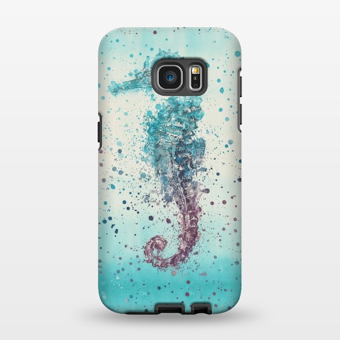 Galaxy S7 EDGE StrongFit Seahorse Watercolor Art by Andrea Haase