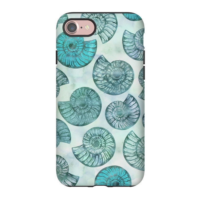 iPhone 7 StrongFit Teal Fossils And Ammonites by Andrea Haase