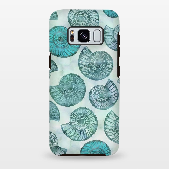 Galaxy S8 plus StrongFit Teal Fossils And Ammonites by Andrea Haase