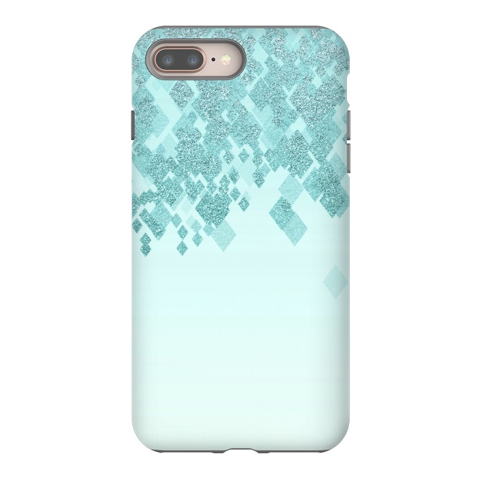 iPhone 7 plus StrongFit Turquoise Faux Glitter Diamonds by Andrea Haase