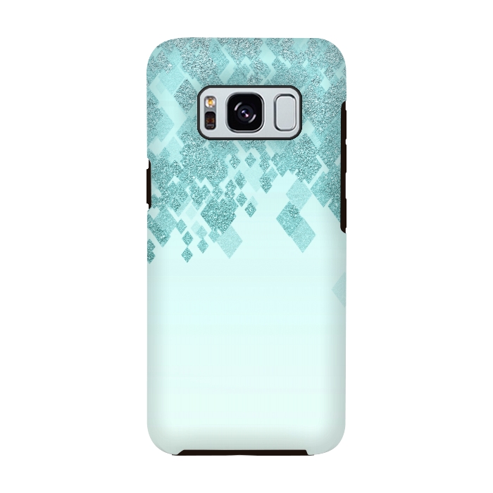Galaxy S8 StrongFit Turquoise Faux Glitter Diamonds by Andrea Haase