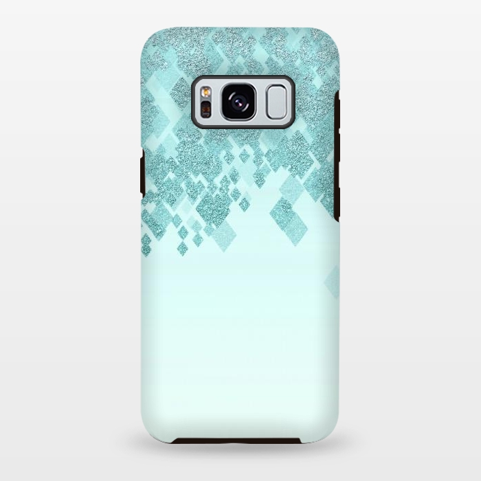 Galaxy S8 plus StrongFit Turquoise Faux Glitter Diamonds by Andrea Haase
