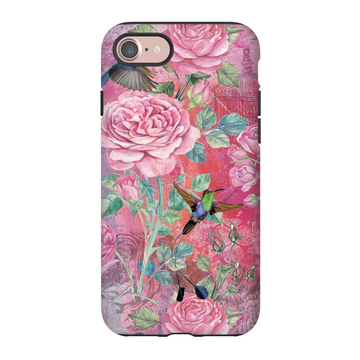 iPhone 7 StrongFit Roses and Hummingbirds by  Utart