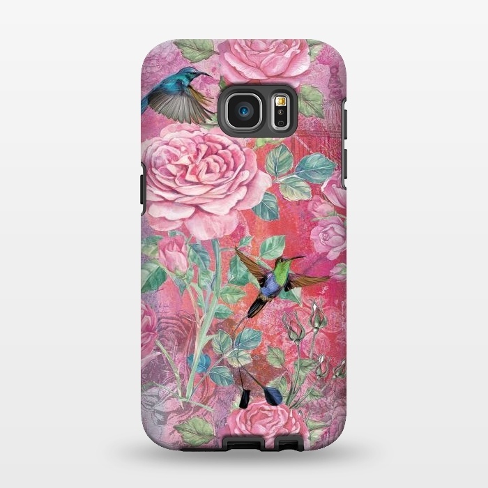 Galaxy S7 EDGE StrongFit Roses and Hummingbirds by  Utart