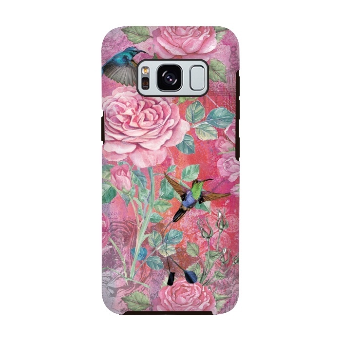 Galaxy S8 StrongFit Roses and Hummingbirds by  Utart