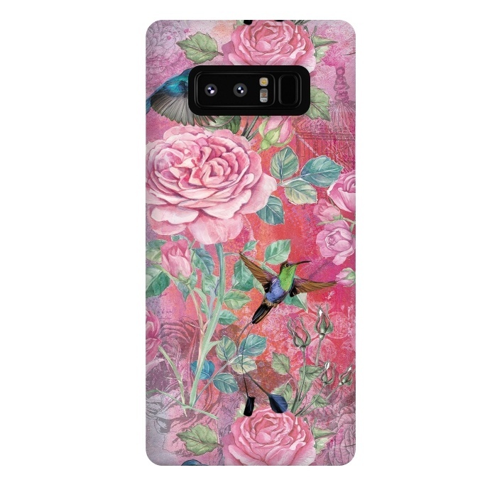 Galaxy Note 8 StrongFit Roses and Hummingbirds by  Utart