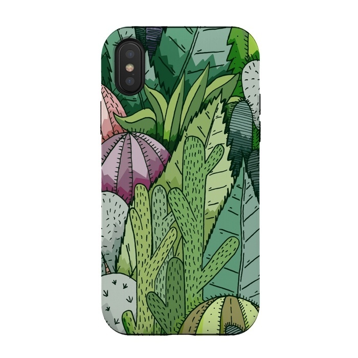 iPhone Xs / X StrongFit Cactus Garden by Steve Wade (Swade)