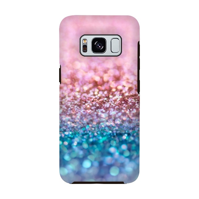 Galaxy S8 StrongFit Teal and Rose Gold Glitter Dance by  Utart