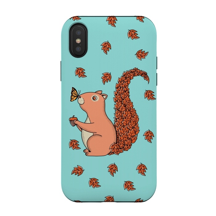 iPhone Xs / X StrongFit Squirrel and Butterfly by Coffee Man