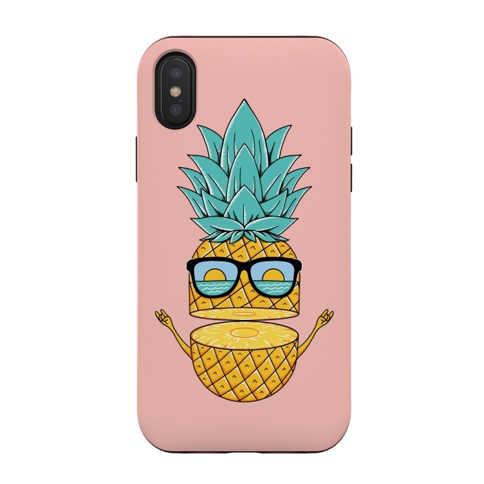 iPhone Xs / X StrongFit Pineapple Sunglasses Pink by Coffee Man
