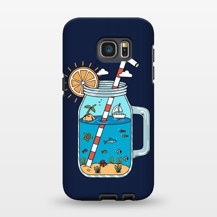 Galaxy S7 EDGE StrongFit Drink Landscape Blue by Coffee Man