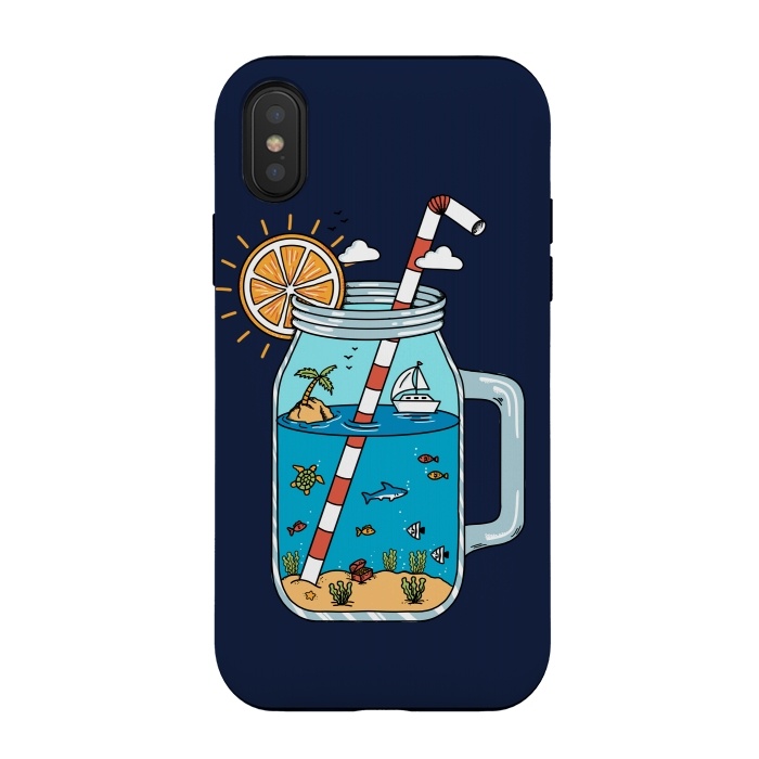 iPhone Xs / X StrongFit Drink Landscape Blue by Coffee Man
