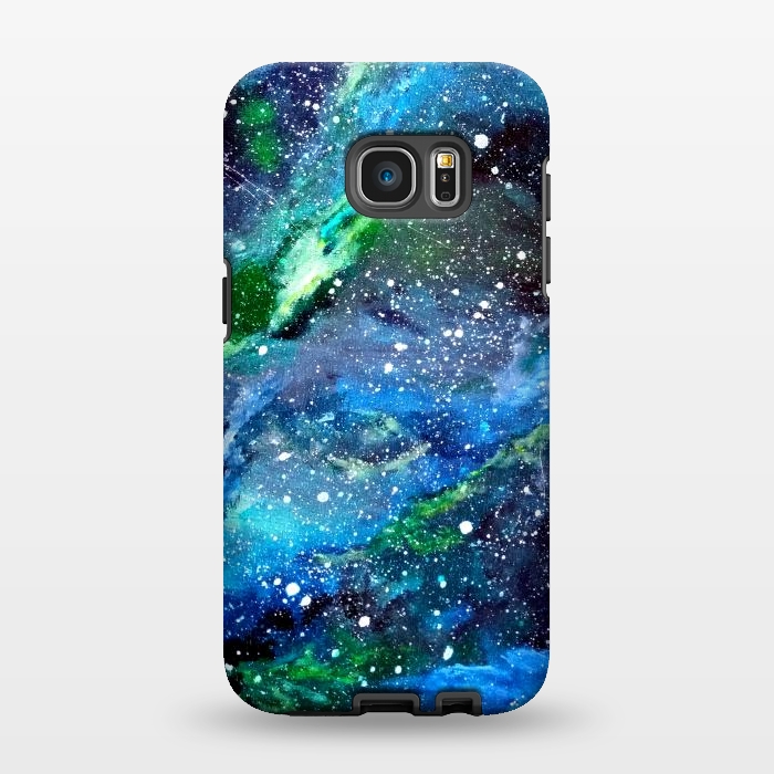 Galaxy S7 EDGE StrongFit Galaxy in Blue and Green by Gringoface Designs
