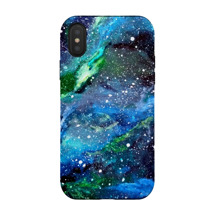 iPhone Xs / X StrongFit Galaxy in Blue and Green by Gringoface Designs