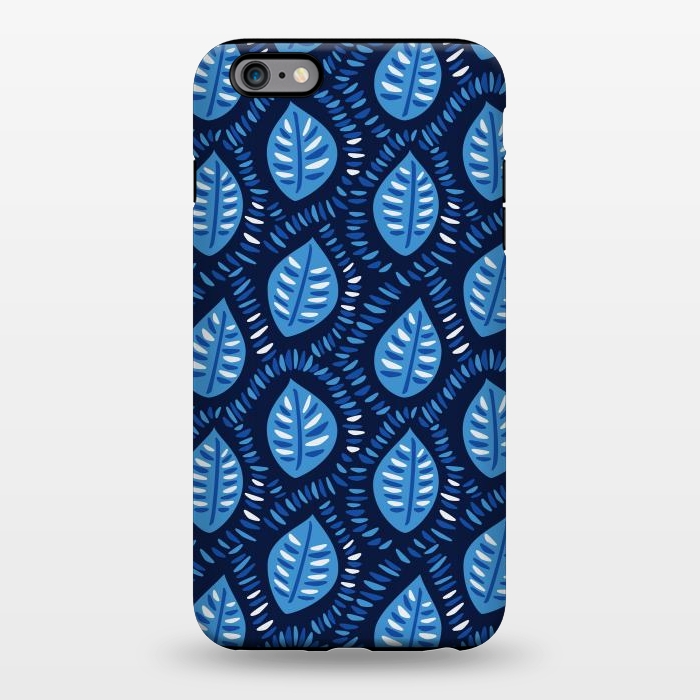 iPhone 6/6s plus StrongFit Blue Decorative Geometric Leaves Pattern by Boriana Giormova
